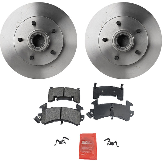 2-Wheel Set Brake Disc and Pad Kit, Plain Surface 5 Lugs 267 mm Semi-metallic Pro-Line Series, Includes (2) Brake Disc and (1) Brake Pad Set