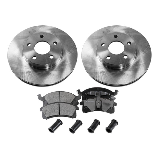 2-Wheel Set Brake Disc and Pad Kit, Plain Surface 5 Lugs 259.08 mm Semi-metallic Pro-Line Series, Includes (2) Brake Disc and (1) Brake Pad Set