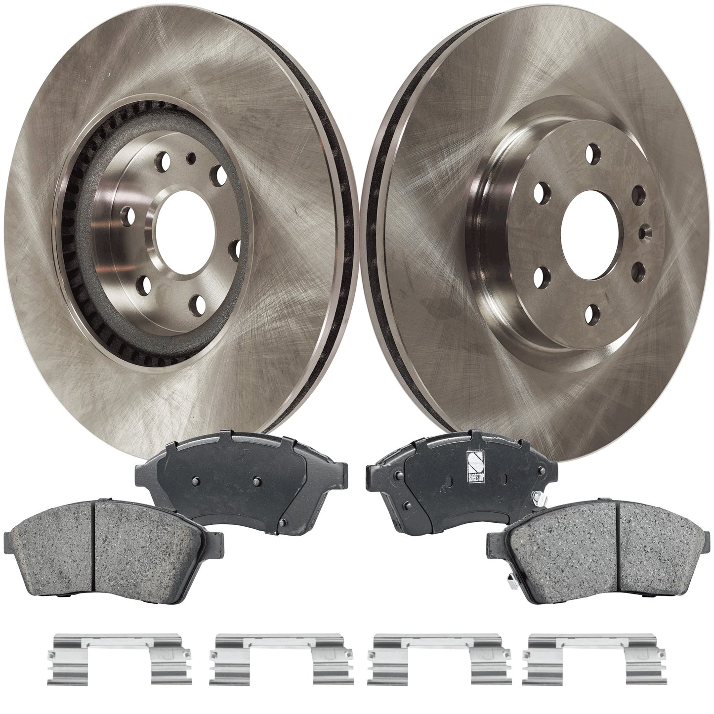 2-Wheel Set Front Brake Disc and Pad Kit, Plain Surface 6 Lugs 344.93 mm Ceramic Pro-Line Series, Includes (1) Brake Pad Set and (2) Brake Disc