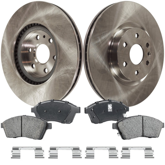 2-Wheel Set Front Brake Disc and Pad Kit, Plain Surface 6 Lugs 344.93 mm Ceramic Pro-Line Series, Includes (1) Brake Pad Set and (2) Brake Disc