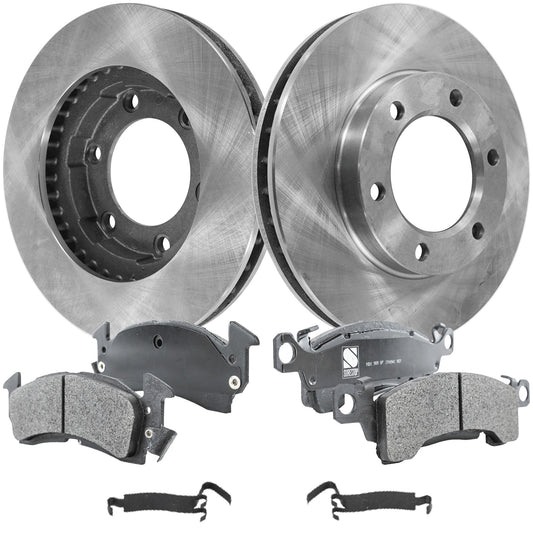 2-Wheel Set Front Brake Disc and Pad Kit, Plain Surface 6 Lugs 301.24 mm Semi-metallic Pro-Line Series, Includes (2) Brake Disc and (1) Brake Pad Set