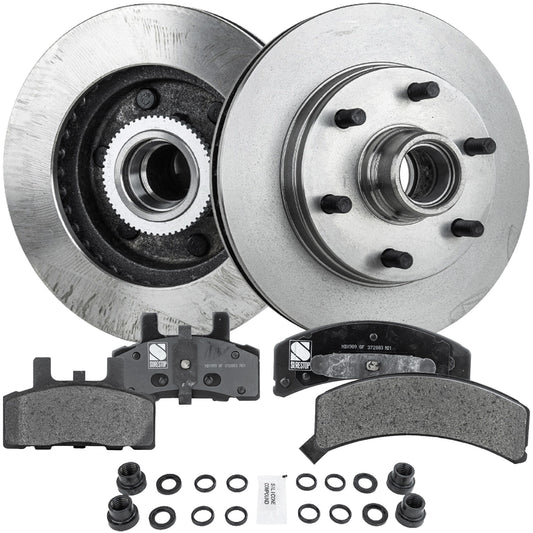 2-Wheel Set Front Brake Disc and Pad Kit, Plain Surface 6 Lugs 294.89 mm Semi-metallic Pro-Line Series, Includes (2) Brake Disc and (1) Brake Pad Set