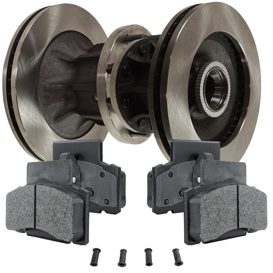 2-Wheel Set Front Brake Disc and Pad Kit, Plain Surface 8 Lugs 317.5 mm Semi-metallic Pro-Line Series, Includes (1) Brake Pad Set and (2) Brake Disc