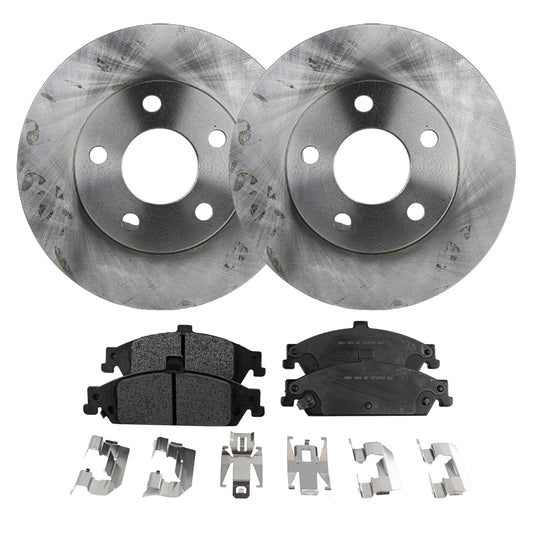 2-Wheel Set Front Brake Disc and Pad Kit, Plain Surface 5 Lugs 277.88 mm Semi-metallic Pro-Line Series, Includes (2) Brake Disc and (1) Brake Pad Set