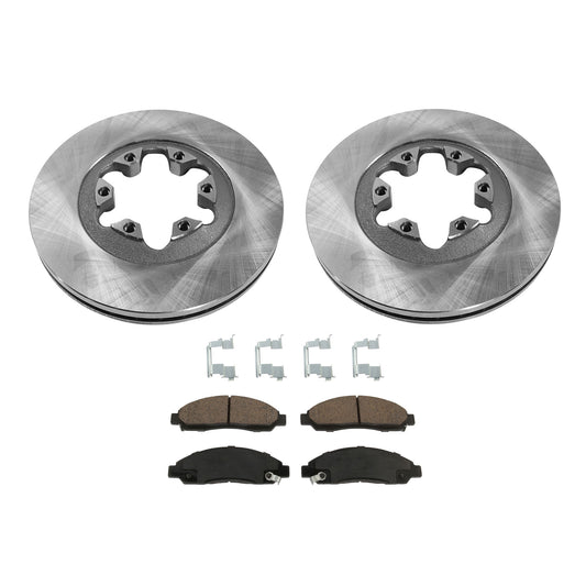 2-Wheel Set Front Brake Disc and Pad Kit, Plain Surface 6 Lugs 279.91 mm Ceramic Pro-Line Series, Includes (2) Brake Disc and (1) Brake Pad Set