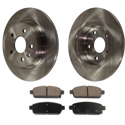 2-Wheel Set Rear Brake Disc and Pad Kit, Plain Surface 5 Lugs 267.97 mm Ceramic Pro-Line Series, Includes (2) Brake Disc and (1) Brake Pad Set