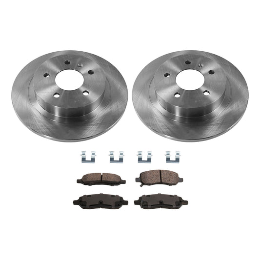 2-Wheel Set Rear Brake Disc and Pad Kit, Plain Surface 5 Lugs 292 mm Ceramic Pro-Line Series, Includes (1) Brake Pad Set and (2) Brake Disc