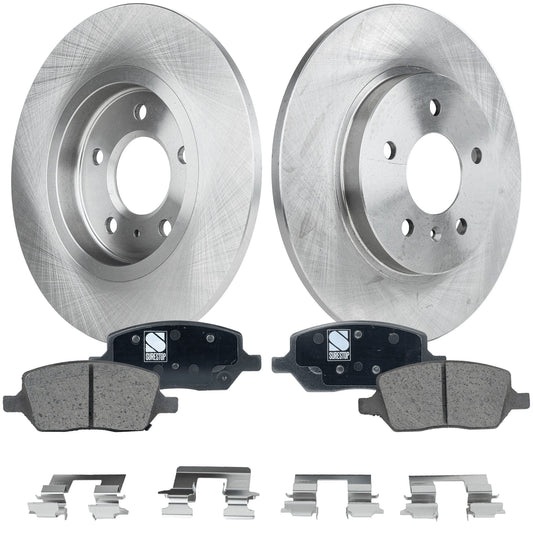2-Wheel Set Rear Brake Disc and Pad Kit, Plain Surface 5 Lugs 298.96 mm Ceramic FWD Pro-Line Series, Includes (2) Brake Disc and (1) Brake Pad Set