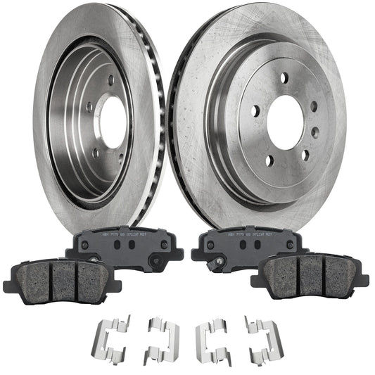 2-Wheel Set Rear Brake Disc and Pad Kit, Plain Surface 5 Lugs 315 mm Ceramic Pro-Line Series, Includes (2) Brake Disc and (1) Brake Pad Set