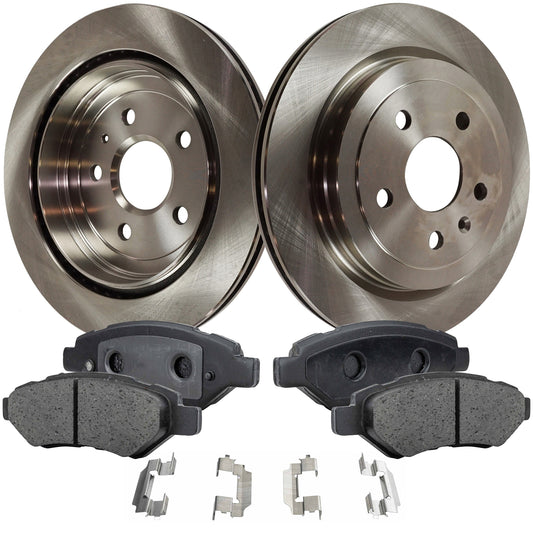 2-Wheel Set Rear Brake Disc and Pad Kit, Plain Surface 5 Lugs 314.96 mm Ceramic Pro-Line Series, Includes (1) Brake Pad Set and (2) Brake Disc