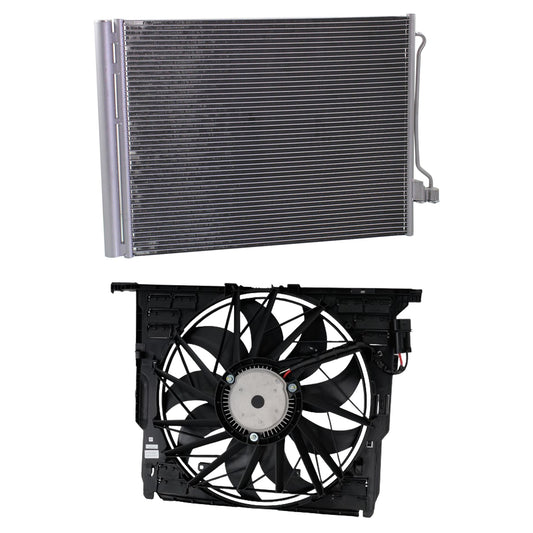 2-Piece Kit A/C Condenser, 4.4L, 8Cyl, Includes (1) A/C Condenser and (1) Cooling Fan Assembly