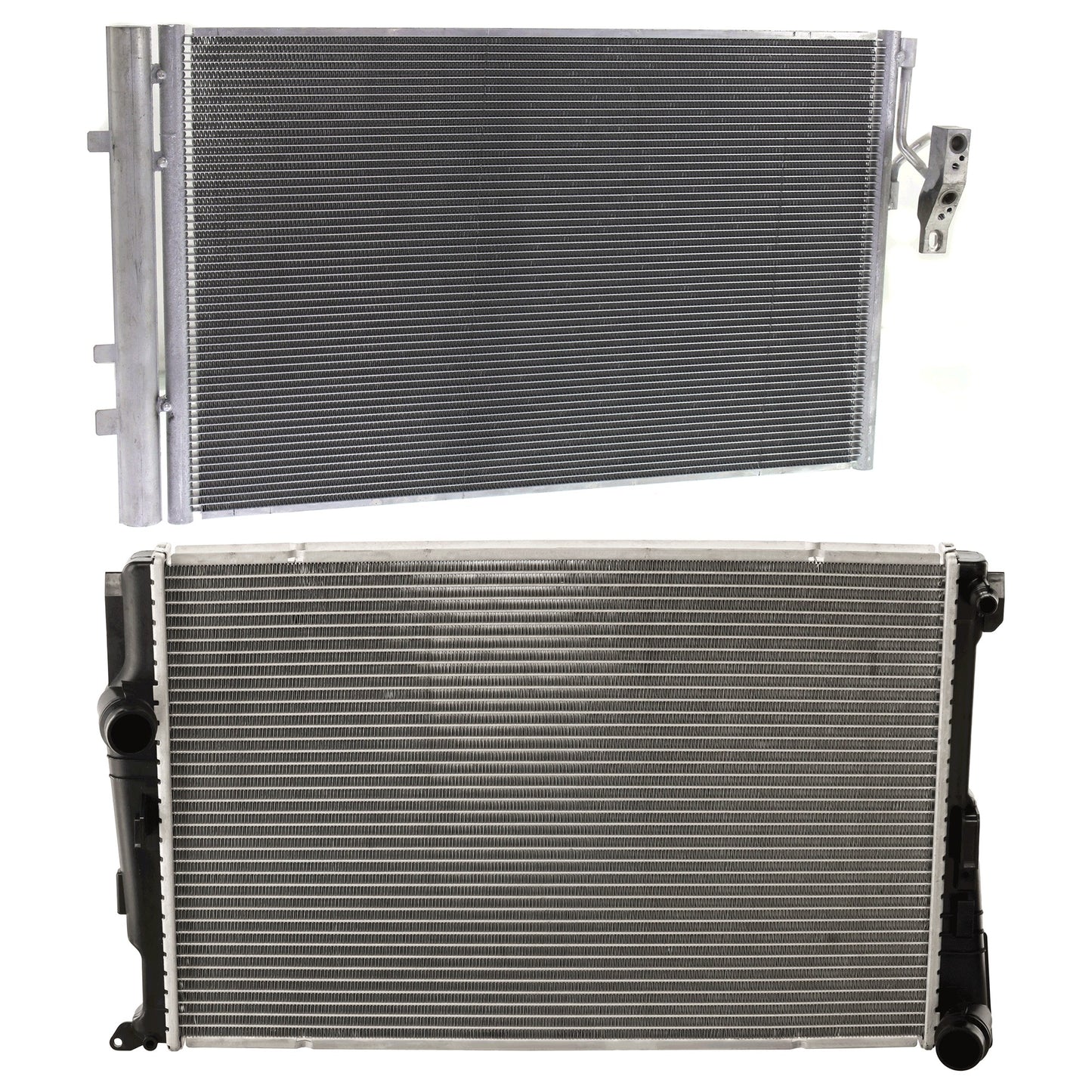 2-Piece Kit A/C Condenser, includes (1) A/C Condenser and (1) Radiator, 2.0L and 3.0L Eng., 4 Cyl. and 6 Cyl.