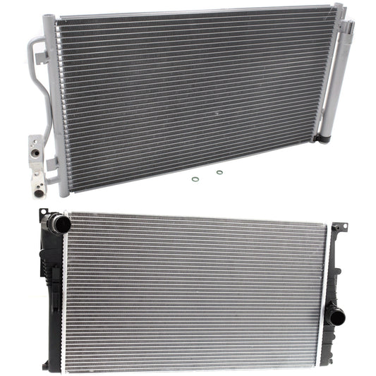 2-Piece Kit A/C Condenser, includes (1) A/C Condenser and (1) Radiator, 2.0L Eng. and 3.0L Eng., 4 Cyl. and 6 Cyl., (I3/I3S, 0.6L Eng. 2 Cyl.)
