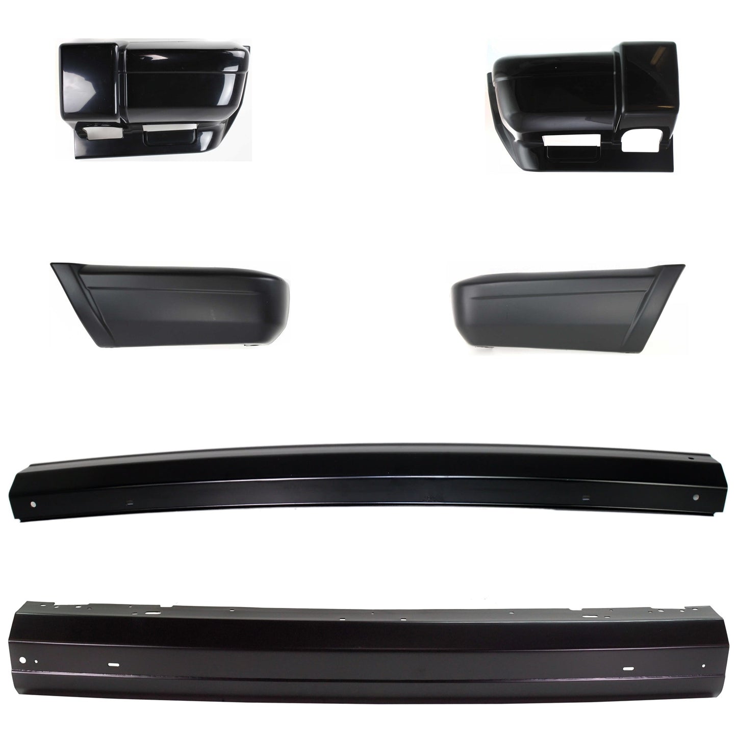 6-Piece Kit, Front Bumper, Sport Utility, Canada or USA Built Vehicle, Painted Black, Includes (2) Bumper and (4) Bumper End