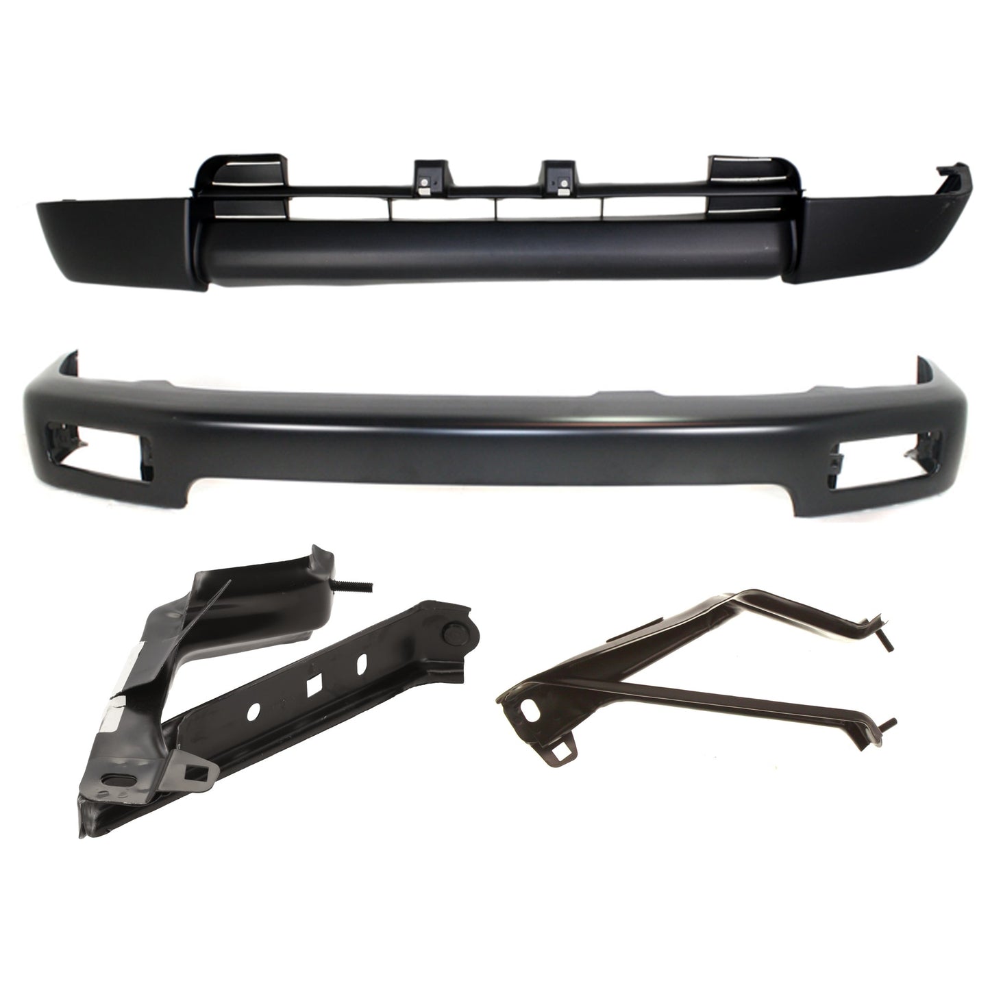 4-Piece Kit, Front, Driver and Passenger Side Bumper, Sport Utility, Painted Black, Includes (1) Bumper, (2) Bumper Bracket, and (1) Valance