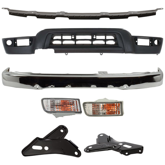 7-Piece Kit, Front Bumper, Sport Utility, For Models Without Sport Package, Chrome, Includes (1) Bumper, (2) Bumper Bracket, (1) Bumper Retainer, (2) Turn Signal Light, and (1) Valance