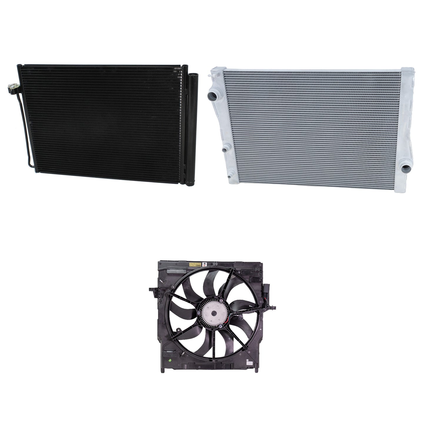 3-Piece Kit A/C Condenser, 3.0L, 6Cyl, Includes (1) A/C Condenser, (1) Cooling Fan Assembly and (1) Radiator