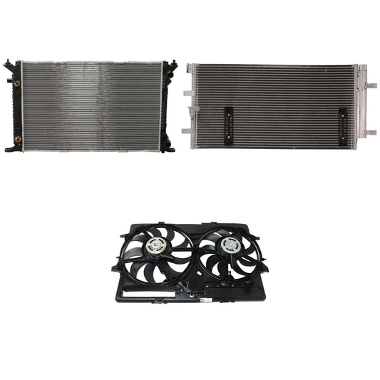 3-Piece Kit A/C Condenser, 2.0L, 4Cyl, Includes (1) A/C Condenser, (1) Cooling Fan Assembly and (1) Radiator