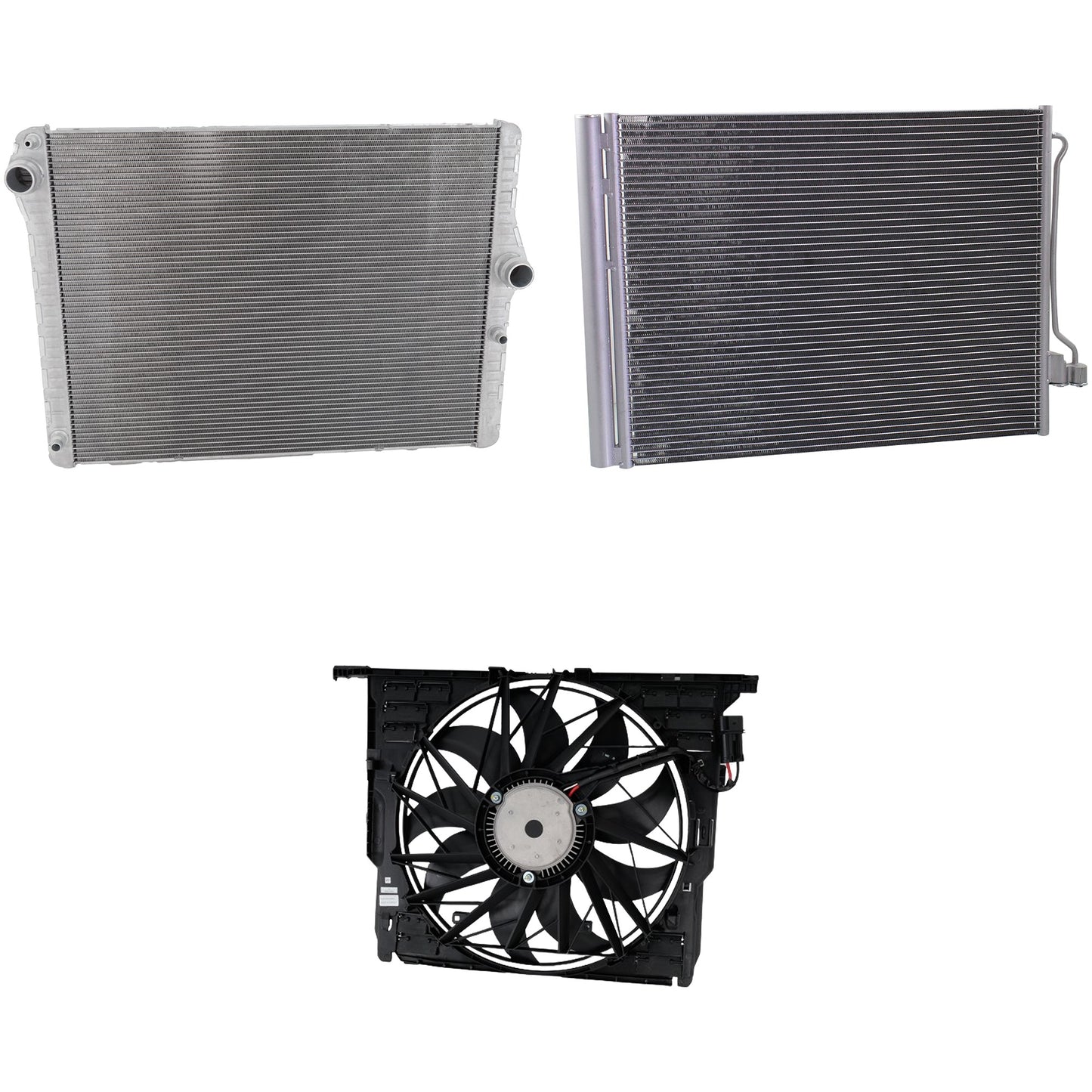 3-Piece Kit A/C Condenser, 4.4L, 8Cyl, Includes (1) A/C Condenser, (1) Cooling Fan Assembly and (1) Radiator