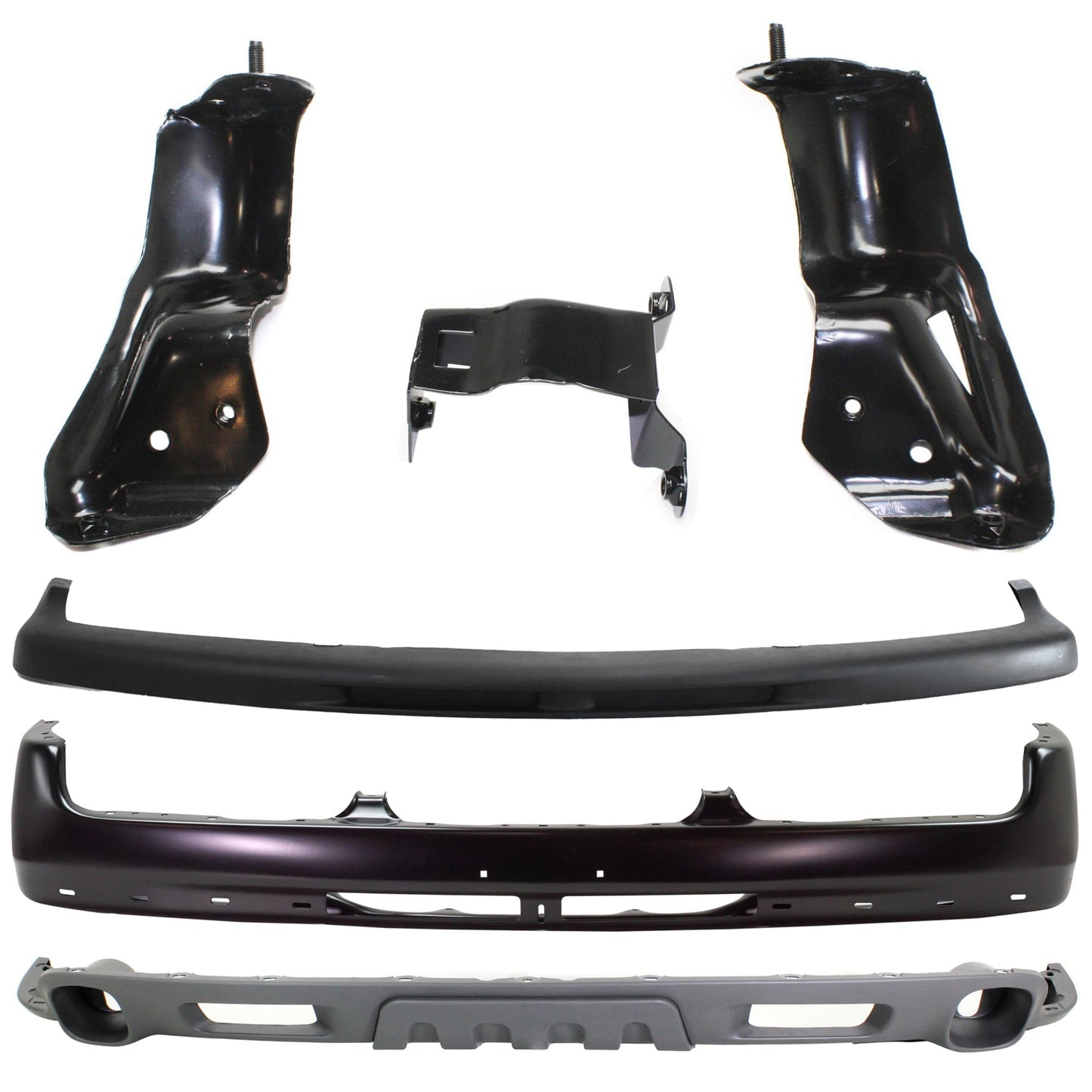 4-Piece Kit Front Bumper Primed, Includes (1) Bumper, (1) Valance, (1) Bumper Bracket and (1) Bumper Trim