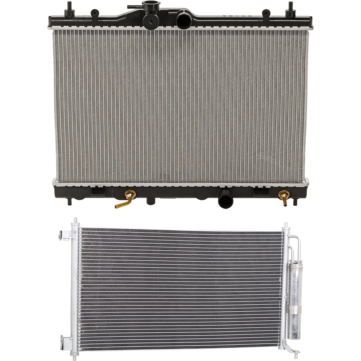 2-Piece Kit Radiator, 1.8L, 4Cyl, Includes (1) Radiator and (1) A/C Condenser