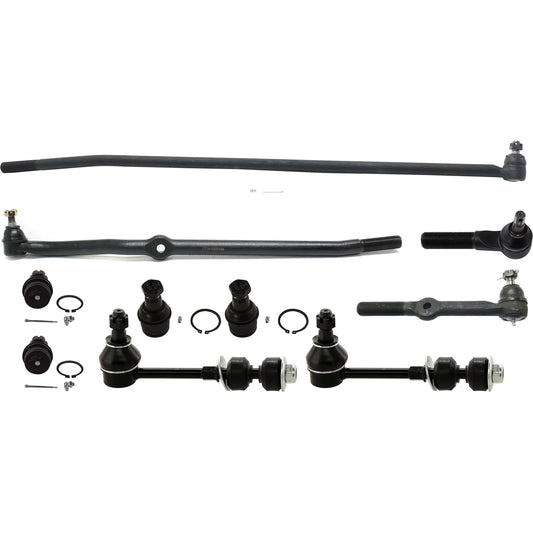 10-Piece Kit Tie Rod End, Includes (4) Tie Rod End, (4) Ball Joint and (2) Sway Bar Link