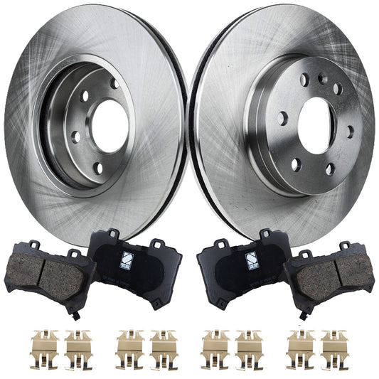 2-Wheel Set Front Brake Disc and Pad Kit, Plain Surface 6 Lugs 310 mm Organic Pro-Line Series, Includes (2) Brake Disc and (1) Brake Pad Set