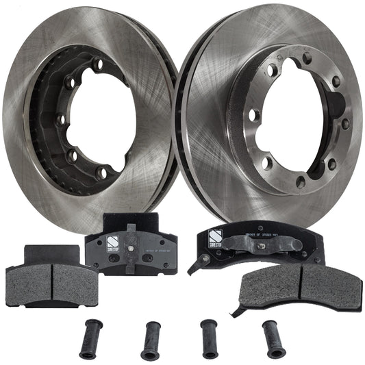2-Wheel Set Front Brake Disc and Pad Kit, Plain Surface 8 Lugs 317.25 mm Semi-metallic Pro-Line Series, Includes (2) Brake Disc and (1) Brake Pad Set