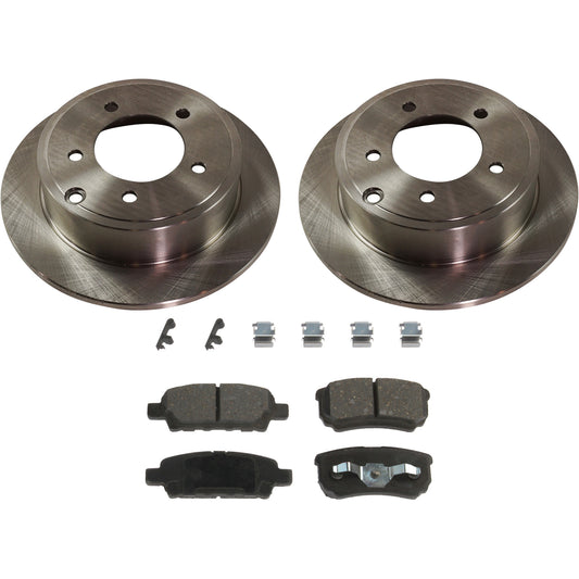 2-Wheel Set Rear Brake Disc and Pad Kit, Plain Surface 5 Lugs 262.13 mm Ceramic Pro-Line Series, Includes (2) Brake Disc and (1) Brake Pad Set
