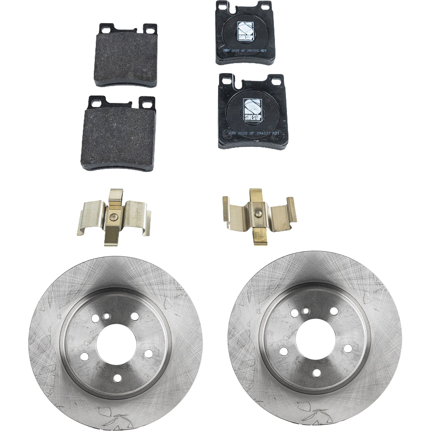2-Wheel Set Rear Brake Disc and Pad Kit, Plain Surface 5 Lugs 299.97 mm Organic Pro-Line Series, Includes (1) Brake Pad Set and (2) Brake Disc