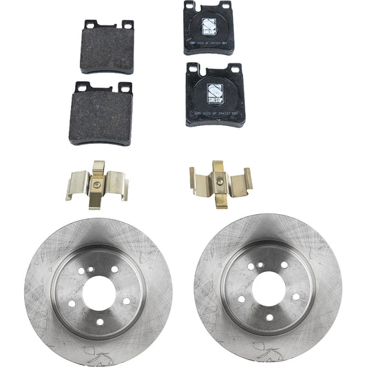2-Wheel Set Rear Brake Disc and Pad Kit, Plain Surface 5 Lugs 299.97 mm Organic Pro-Line Series, Includes (1) Brake Pad Set and (2) Brake Disc