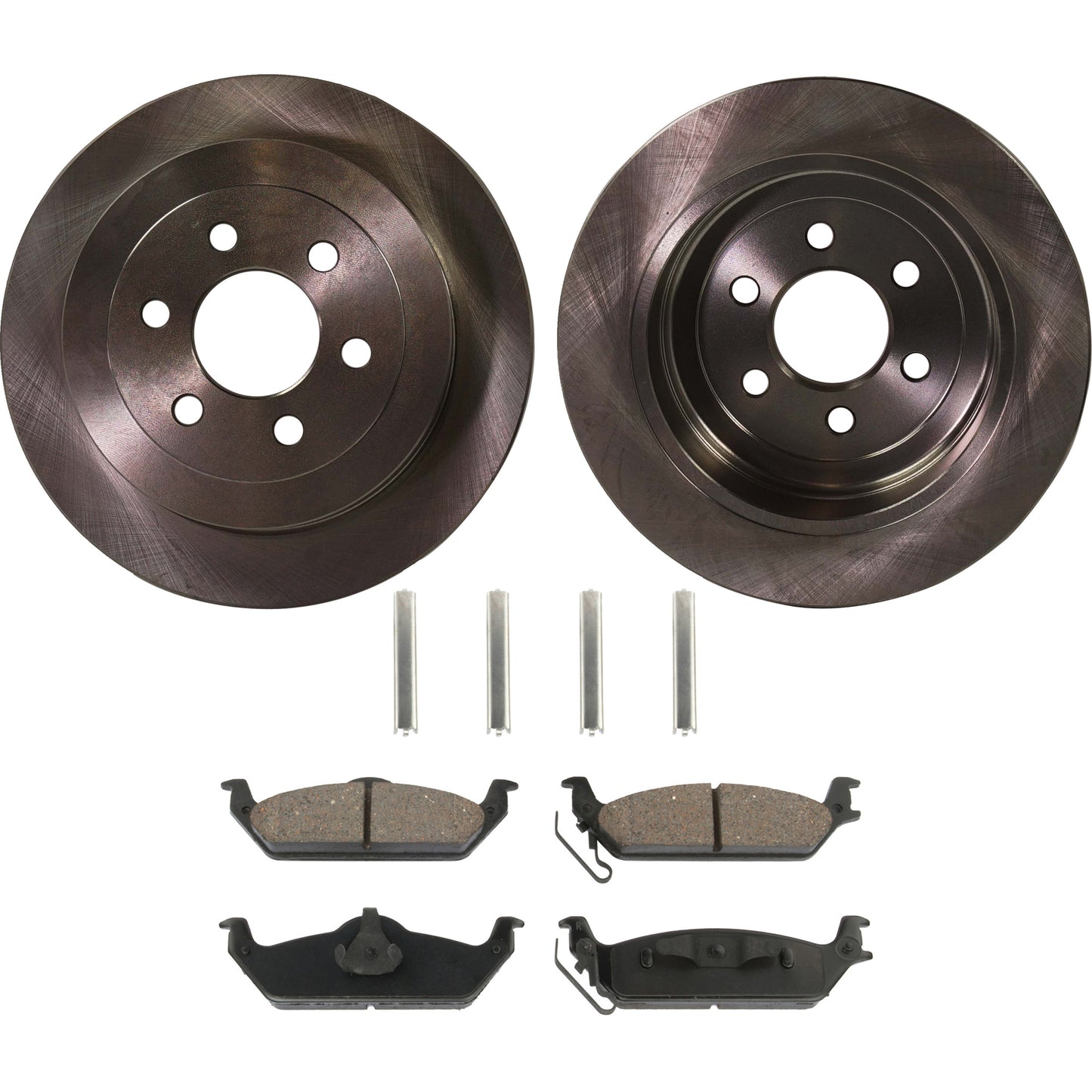 2-Wheel Set Rear Brake Disc and Pad Kit, Plain Surface 6 Lugs 311.91 mm Semi-metallic Pro-Line Series, Includes (2) Brake Disc and (1) Brake Pad Set