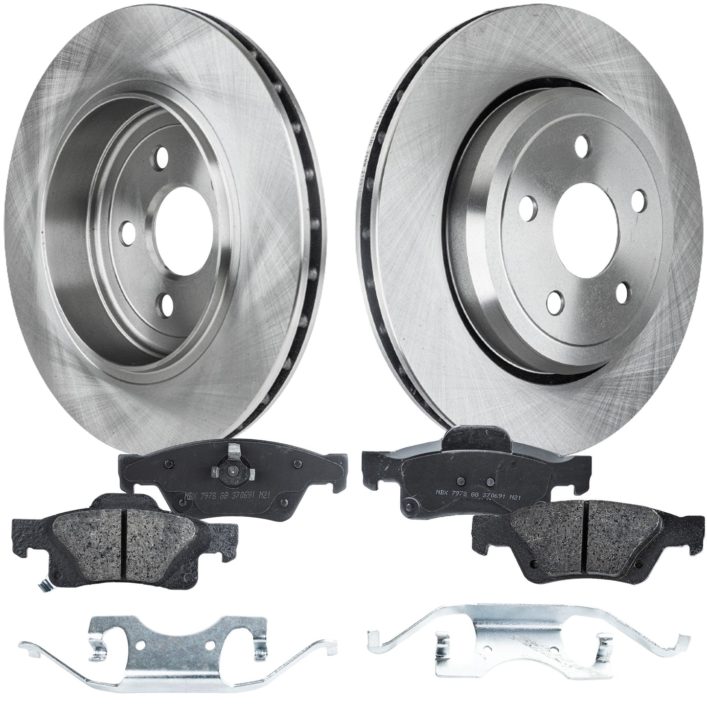 2-Wheel Set Rear Brake Disc and Pad Kit, Plain Surface 5 Lugs 350.01 mm Ceramic Pro-Line Series, Includes (2) Brake Disc and (1) Brake Pad Set