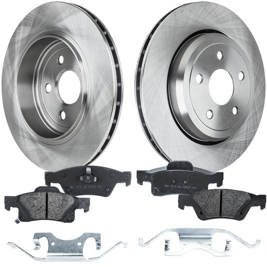 2-Wheel Set Rear Brake Disc and Pad Kit, Plain Surface 5 Lugs 350.01 mm Ceramic Pro-Line Series, Includes (2) Brake Disc and (1) Brake Pad Set
