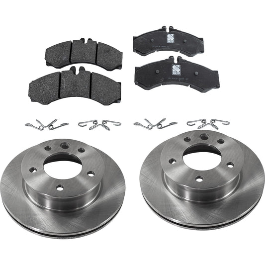 2-Wheel Set Front Brake Disc and Pad Kit, Plain Surface 5 Lugs 284.48 mm Organic Pro-Line Series, Includes (1) Brake Pad Set and (2) Brake Disc