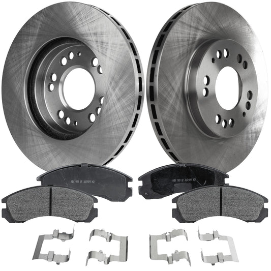 2-Wheel Set Front Brake Disc and Pad Kit, Plain Surface 5 Lugs 275.84 mm Semi-metallic Pro-Line Series, Includes (2) Brake Disc and (1) Brake Pad Set