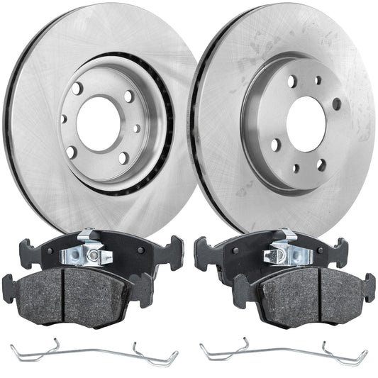 2-Wheel Set Front Brake Disc and Pad Kit, Plain Surface 4 Lugs 257.56 mm Organic Pro-Line Series, Includes (2) Brake Disc and (1) Brake Pad Set