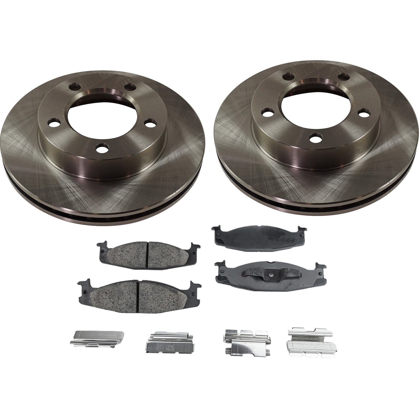 2-Wheel Set Front Brake Disc and Pad Kit, Plain Surface 5 Lugs 297.43 mm Semi-metallic Pro-Line Series, Includes (2) Brake Disc and (1) Brake Pad Set