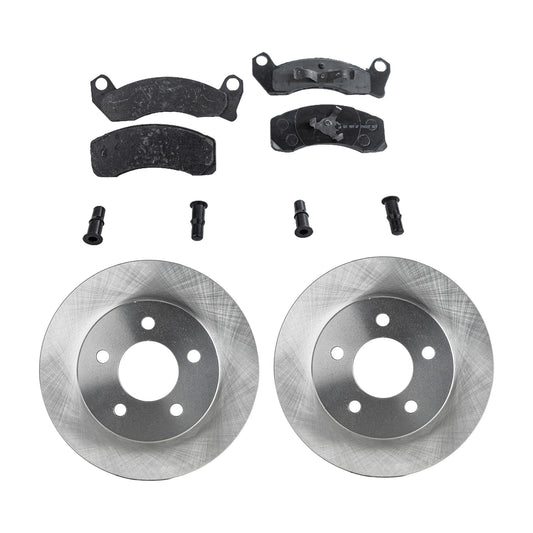 2-Wheel Set Front Brake Disc and Pad Kit, Plain Surface 5 Lugs 281.69 mm Semi-metallic Pro-Line Series, Includes (2) Brake Disc and (1) Brake Pad Set