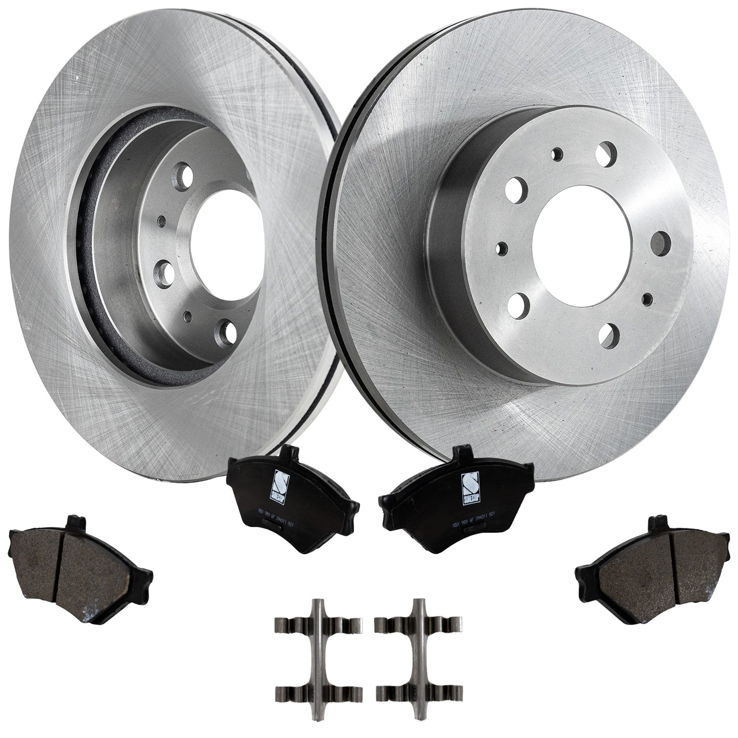 2-Wheel Set Front Brake Disc and Pad Kit, Plain Surface 5 Lugs 290.83 mm Semi-metallic Pro-Line Series, Includes (2) Brake Disc and (1) Brake Pad Set