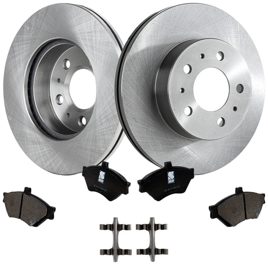 2-Wheel Set Front Brake Disc and Pad Kit, Plain Surface 5 Lugs 290.83 mm Semi-metallic Pro-Line Series, Includes (2) Brake Disc and (1) Brake Pad Set