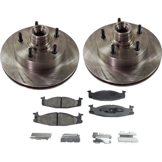 2-Wheel Set Front Brake Disc and Pad Kit, Plain Surface 5 Lugs 297.43 mm Semi-metallic Pro-Line Series, Includes (1) Brake Pad Set and (2) Brake Disc