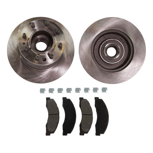 2-Wheel Set Front Brake Disc and Pad Kit, Plain Surface 8 Lugs 344.93 mm Ceramic Pro-Line Series, Includes (2) Brake Disc and (1) Brake Pad Set