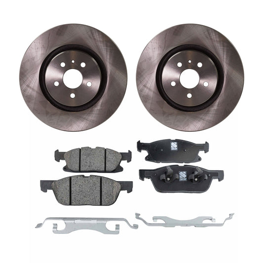 2-Wheel Set Front Brake Disc and Pad Kit, Plain Surface 5 Lugs 344.93 mm Ceramic Pro-Line Series, Includes (1) Brake Pad Set and (2) Brake Disc