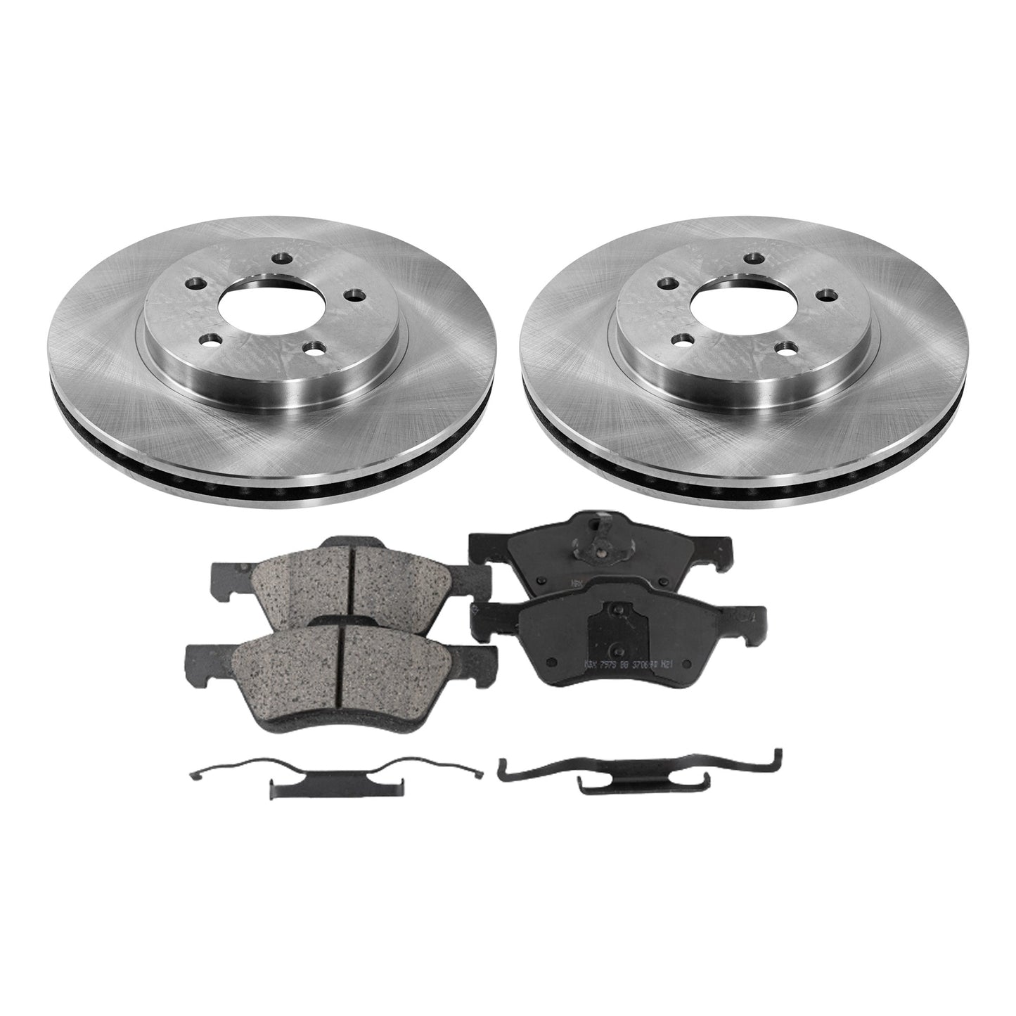 2-Wheel Set Front Brake Disc and Pad Kit, Plain Surface 5 Lugs 302.77 mm Ceramic Pro-Line Series, Includes (1) Brake Pad Set and (2) Brake Disc