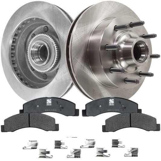 2-Wheel Set Front Brake Disc and Pad Kit, Plain Surface 8 Lugs 330.96 mm Semi-metallic RWD Pro-Line Series, Includes (1) Brake Pad Set and (2) Brake Disc