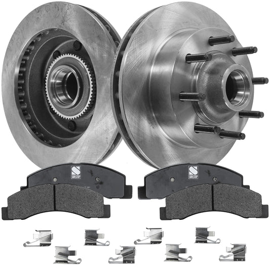 2-Wheel Set Front Brake Disc and Pad Kit, Plain Surface 8 Lugs 330.96 mm Semi-metallic RWD Pro-Line Series, Includes (1) Brake Pad Set and (2) Brake Disc