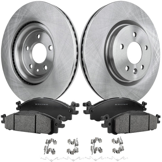 2-Wheel Set Front Brake Disc and Pad Kit, Plain Surface 5 Lugs 325.12 mm Ceramic Pro-Line Series, Includes (2) Brake Disc and (1) Brake Pad Set