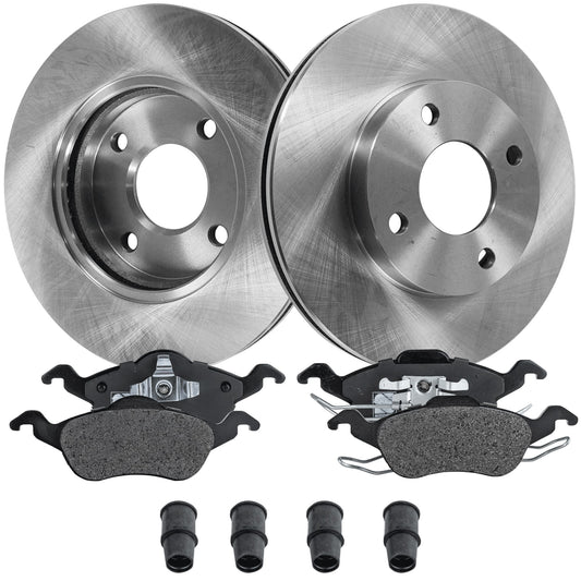 2-Wheel Set Front Brake Disc and Pad Kit, Plain Surface 4 Lugs 257.81 mm Semi-metallic Pro-Line Series, Includes (1) Brake Pad Set and (2) Brake Disc