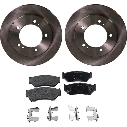 2-Wheel Set Front Brake Disc and Pad Kit, Plain Surface 5 Lugs 287.02 mm Semi-metallic Pro-Line Series, Includes (1) Brake Pad Set and (2) Brake Disc